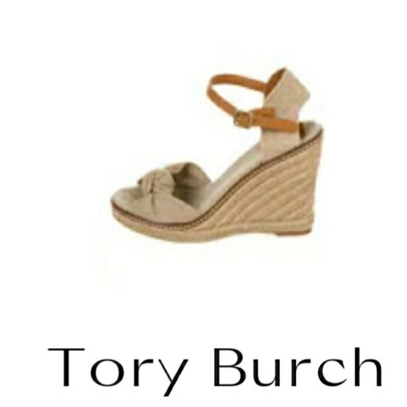 Tory Burch Shoes - Tory Burch Linen Espadrille Wedge Sandals